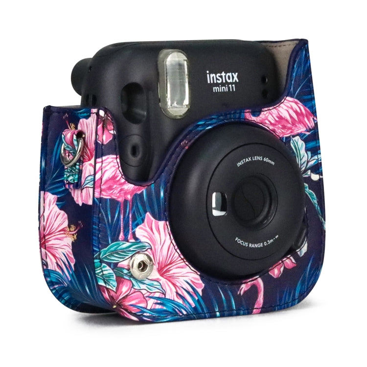 Flamingo Pattern Camera Bag with Shoulder Strap for Fujifilm Instax mini 11(Black Background) - Camera Accessories by buy2fix | Online Shopping UK | buy2fix