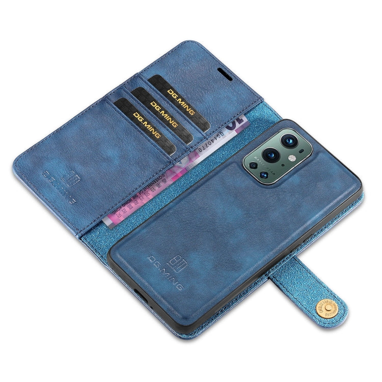 For OnePlus 9 Pro DG.MING Crazy Horse Texture Flip Detachable Magnetic Leather Case with Holder & Card Slots & Wallet(Blue) - OnePlus Cases by DG.MING | Online Shopping UK | buy2fix