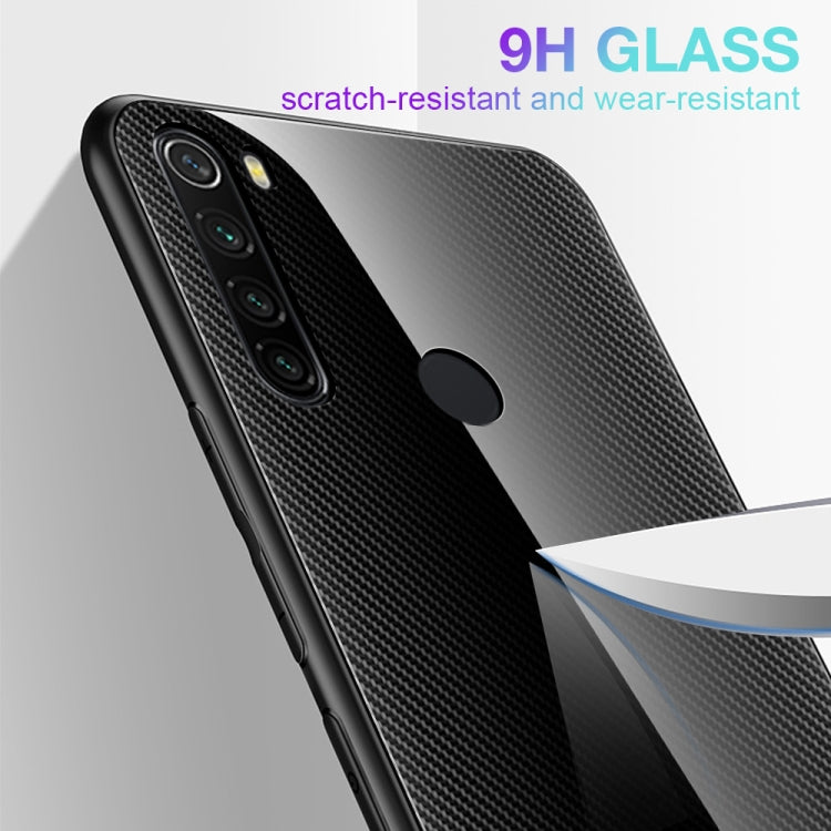 For Xiaomi Redmi Note 8 Carbon Fiber Texture Gradient Color Glass Case(Black) - Xiaomi Cases by buy2fix | Online Shopping UK | buy2fix