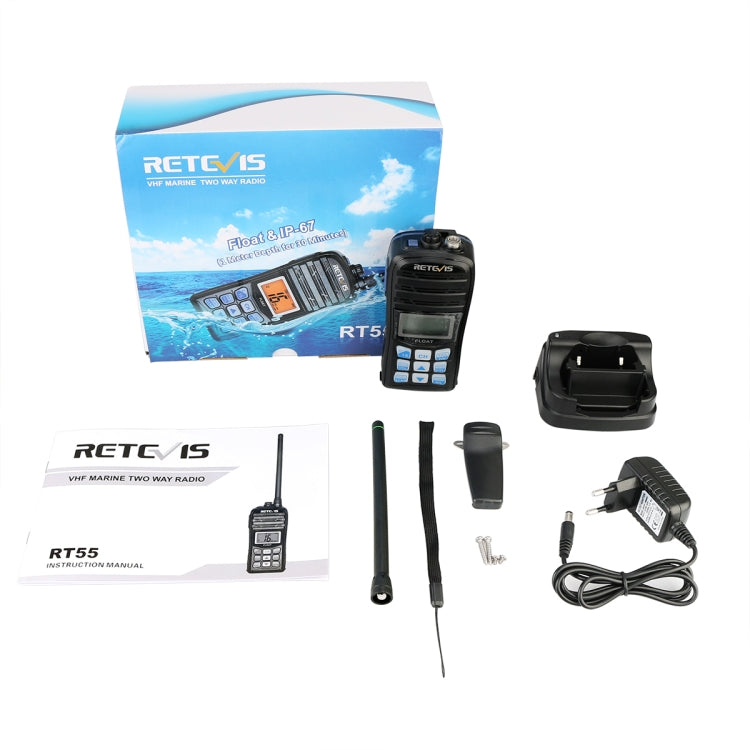 RETEVIS RT55 5W 156.000-161.450MHz+156.050-163.425MHz Waterproof Two Way Radio Handheld Walkie Talkie(Black) - Handheld Walkie Talkie by RETEVIS | Online Shopping UK | buy2fix