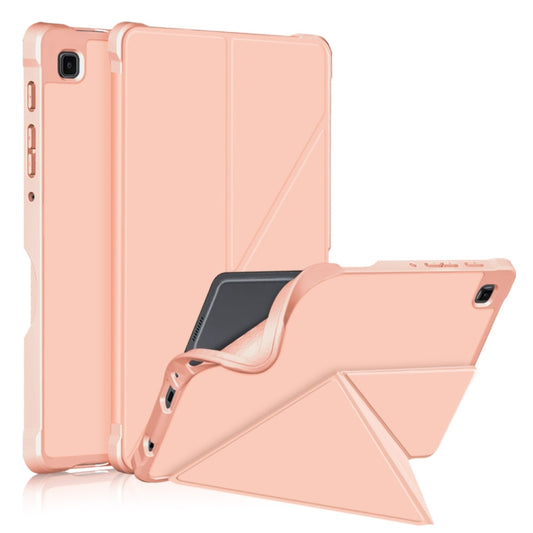 For Samsung Galaxy Tab A7 Lite 8.7 T220 / T225 Cloth Texture Multi-folding Horizontal Flip PU Leather Shockproof Case with Holder(Rose Gold) - Samsung Accessories by buy2fix | Online Shopping UK | buy2fix