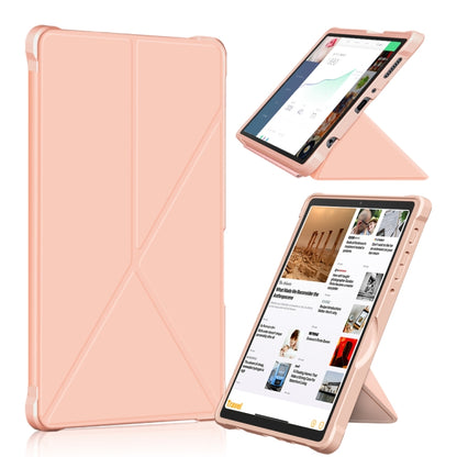 For Samsung Galaxy Tab A7 Lite 8.7 T220 / T225 Cloth Texture Multi-folding Horizontal Flip PU Leather Shockproof Case with Holder(Rose Gold) - Samsung Accessories by buy2fix | Online Shopping UK | buy2fix