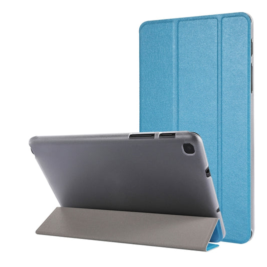 Silk Texture Three-fold Horizontal Flip Leather Case with Holder For Samsung Galaxy Tab A7 Lite 8.7 T220 / T225(Sky Blue) - Samsung Accessories by buy2fix | Online Shopping UK | buy2fix