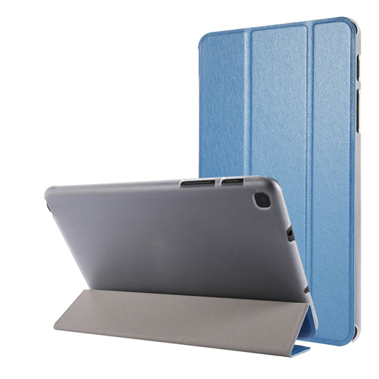 Silk Texture Three-fold Horizontal Flip Leather Case with Holder For Samsung Galaxy Tab A7 Lite 8.7 T220 / T225(Blue) - Samsung Accessories by buy2fix | Online Shopping UK | buy2fix