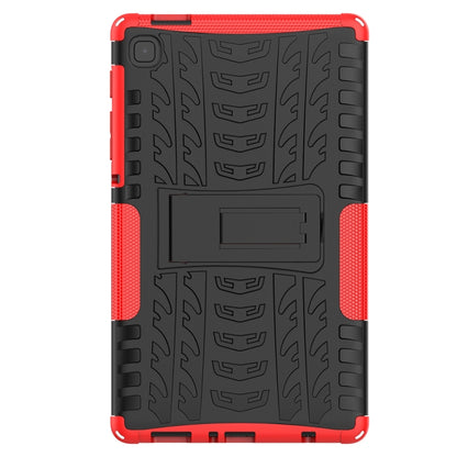 For Samsung Galaxy Tab A7 Lite Tire Texture Shockproof TPU+PC Protective Case with Holder(Red) - Samsung Accessories by buy2fix | Online Shopping UK | buy2fix