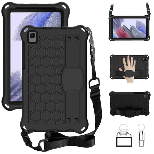 For Samsung Galaxy Tab A7 Lite 8.7 (2021) T220/T225 Honeycomb Design EVA + PC Four Corner Shockproof Protective Case with Strap(Black+Black) - Samsung Accessories by buy2fix | Online Shopping UK | buy2fix