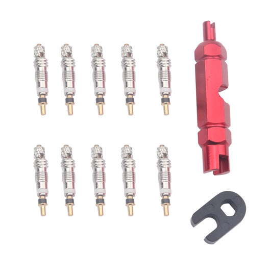 A5586 10 PCS Bicycle French Valve Core with Red Disassembly Tool - Outdoor & Sports by buy2fix | Online Shopping UK | buy2fix