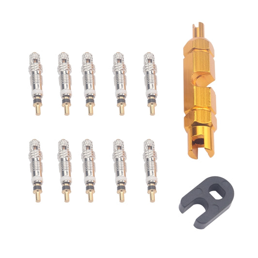 A5587 10 PCS Bicycle French Valve Core with Yellow Disassembly Tool - Outdoor & Sports by buy2fix | Online Shopping UK | buy2fix