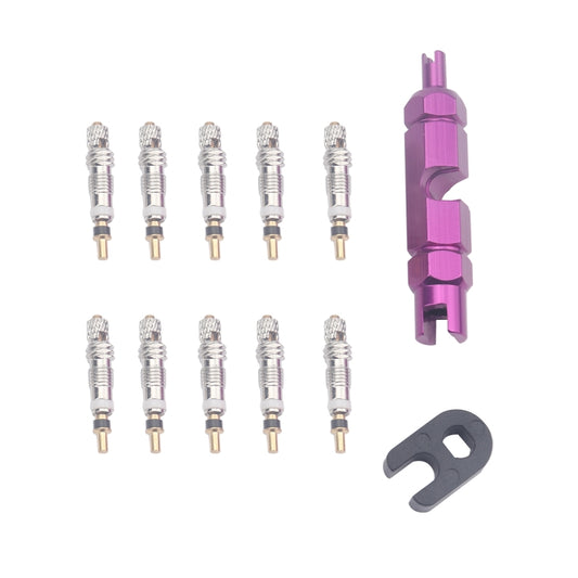 A5589 10 PCS Bicycle French Valve Core with Purple Disassembly Tool - Outdoor & Sports by buy2fix | Online Shopping UK | buy2fix