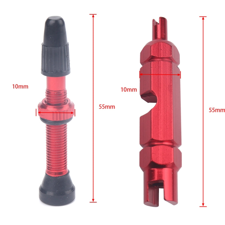 A5592 2 PCS 40mm Red French Tubeless Valve Core with Red Disassembly Tool for Road Bike - Outdoor & Sports by buy2fix | Online Shopping UK | buy2fix