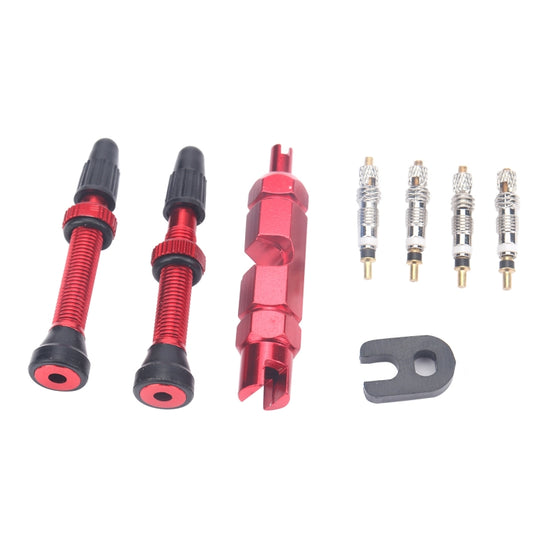 A5593 2 PCS 40mm Red French Tubeless Valve Stem with Repair Kit for Road Bike - Outdoor & Sports by buy2fix | Online Shopping UK | buy2fix