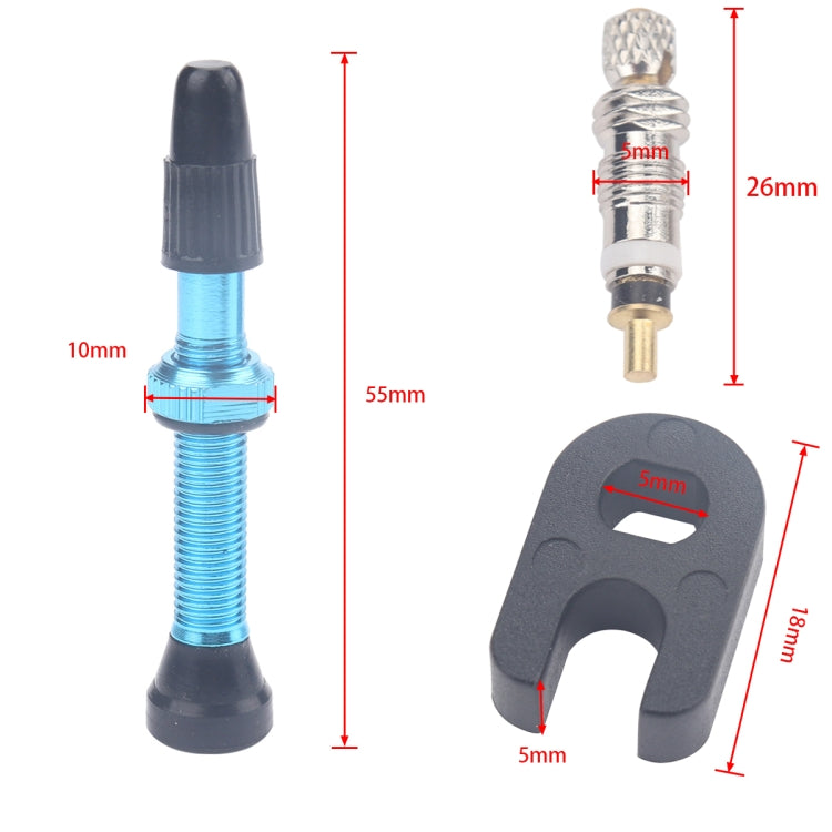 A5596 2 PCS 40mm Blue French Tubeless Valve Stem with Repair Kit for Road Bike - Outdoor & Sports by buy2fix | Online Shopping UK | buy2fix