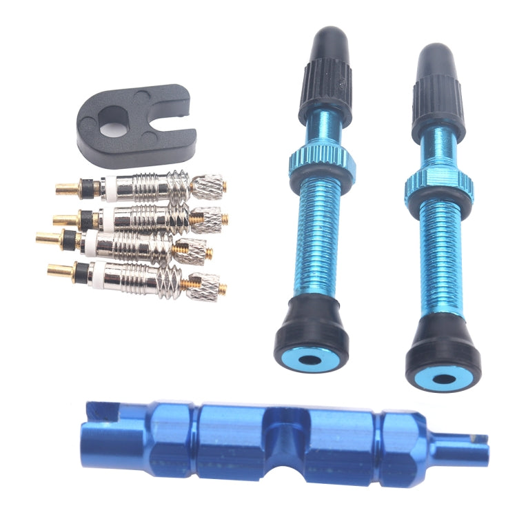 A5596 2 PCS 40mm Blue French Tubeless Valve Stem with Repair Kit for Road Bike - Outdoor & Sports by buy2fix | Online Shopping UK | buy2fix