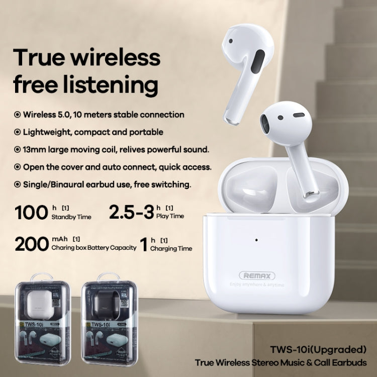 REMAX TWS-10i Enhanced Version Bluetooth 5.0 True Wireless Stereo Music Call Bluetooth Earphone(White) - TWS Earphone by REMAX | Online Shopping UK | buy2fix