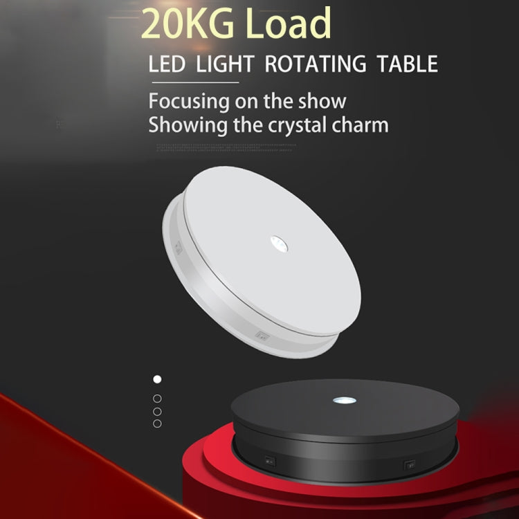 20cm Electric Rotating Turntable Display Stand LED Light Video Shooting Props Turntable, Power Plug:220V UK Plug(Black) - Camera Accessories by buy2fix | Online Shopping UK | buy2fix