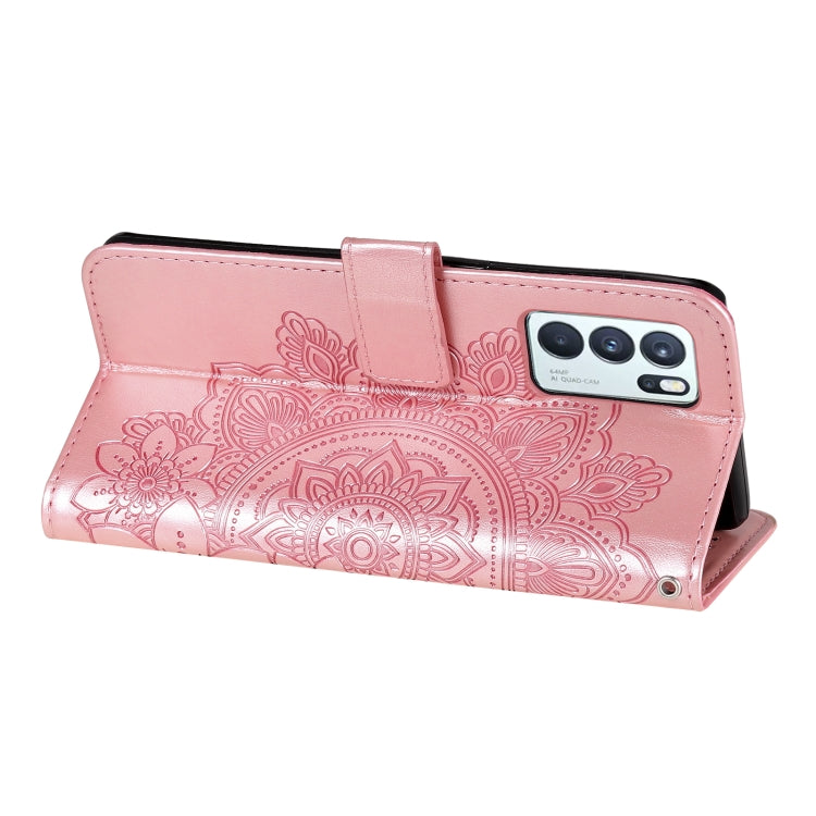 For OPPO Reno 6 Pro 5G 7-petal Flowers Embossing Pattern Horizontal Flip PU Leather Case with Holder & Card Slots & Wallet & Photo Frame(Rose Gold) - OPPO Cases by buy2fix | Online Shopping UK | buy2fix