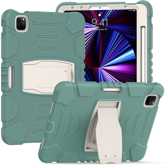 For iPad Pro 11 2022 / 2021 / 2020 / 2018 3-Layer Protection Screen Frame + PC + Silicone Shockproof Combination Tablet Case with Holder(Emerald Green) - iPad Pro 11 (2022/2021) Cases by buy2fix | Online Shopping UK | buy2fix
