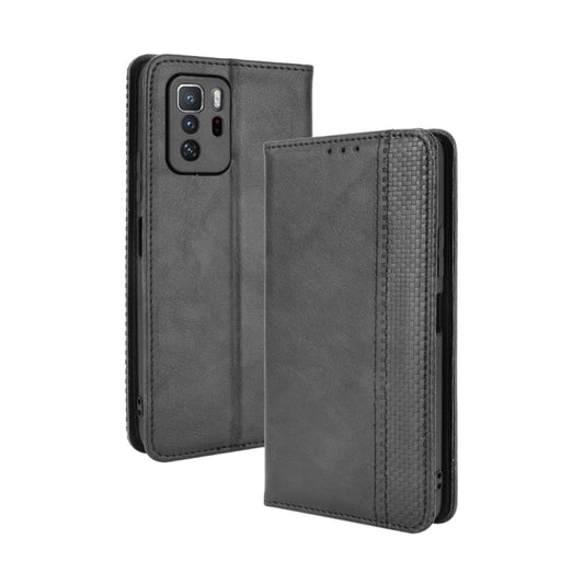 For Xiaomi Redmi Note 10 Pro 5G / Poco X3 GT Magnetic Buckle Retro Crazy Horse Texture Horizontal Flip Leather Case with Holder & Card Slots & Photo Frame(Black) - Xiaomi Cases by buy2fix | Online Shopping UK | buy2fix