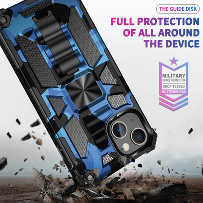 For iPhone 13 Pro Camouflage Armor Kickstand TPU + PC Magnetic Phone Case (Blue) - iPhone 13 Pro Cases by buy2fix | Online Shopping UK | buy2fix