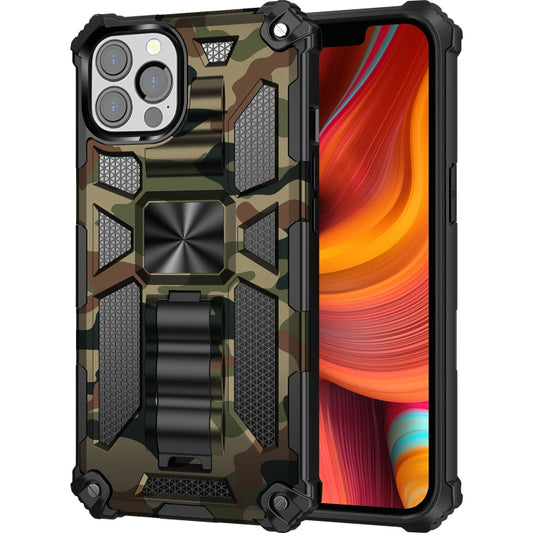 For iPhone 13 Pro Max Camouflage Armor Kickstand TPU + PC Magnetic Phone Case (Army Green) - iPhone 13 Pro Max Cases by buy2fix | Online Shopping UK | buy2fix