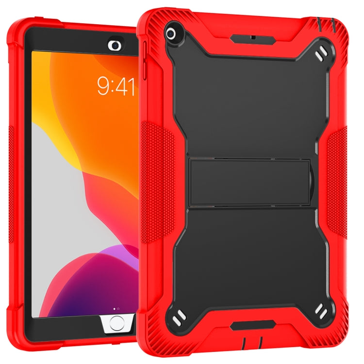 For iPad 10.2 2021 / 2020 / 2019 Silicone + PC Shockproof Protective Case with Holder(Red + Black) - iPad 10.2 Cases by buy2fix | Online Shopping UK | buy2fix