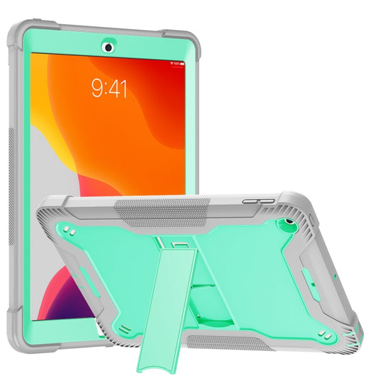 For iPad 10.2 2021 / 2020 / 2019 Silicone + PC Shockproof Protective Case with Holder(Gray + Green) - iPad 10.2 Cases by buy2fix | Online Shopping UK | buy2fix