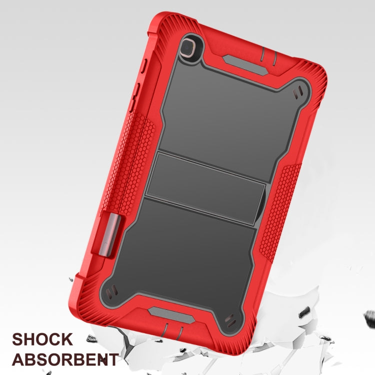 For Samsung Galaxy Tab S6 Lite Silicone + PC Shockproof Protective Case with Holder(Red + Black) - Tab S6 Lite P610 / P615 by buy2fix | Online Shopping UK | buy2fix