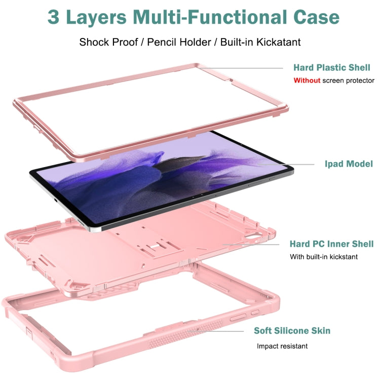 For Samsung Galaxy Tab S7 FE Silicone + PC Shockproof Protective Case with Holder(Rose Gold) - Other Galaxy Tab PC by buy2fix | Online Shopping UK | buy2fix