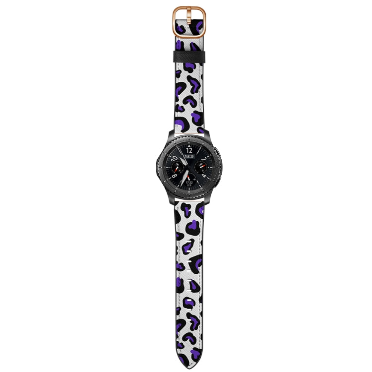 22mm For Xiaomi Haylou RT RS3 LS04 / LS05S Universal Printed Leather Watch Band(Purple Leopard) - Watch Bands by MIJOBS | Online Shopping UK | buy2fix