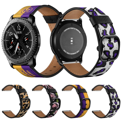 22mm For Xiaomi Haylou RT RS3 LS04 / LS05S Universal Printed Leather Watch Band(Purple Leopard) - Watch Bands by MIJOBS | Online Shopping UK | buy2fix