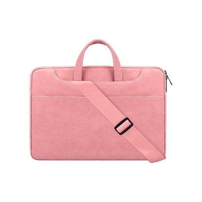 ST06SDJ Frosted PU Business Laptop Bag with Detachable Shoulder Strap, Size:13.3 inch(Pink) - 13.3 inch by buy2fix | Online Shopping UK | buy2fix