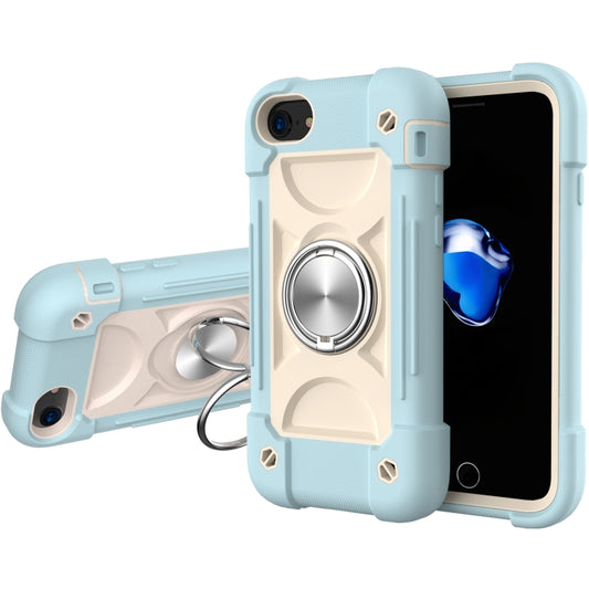 Shockproof Silicone + PC Protective Case with Dual-Ring Holder For iPhone 6/6s/7/8/SE 2022 / SE 2020(Ice Blue) - iPhone SE 2022 / 2020 / 8 / 7 Cases by buy2fix | Online Shopping UK | buy2fix