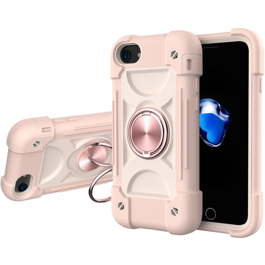 Shockproof Silicone + PC Protective Case with Dual-Ring Holder For iPhone 6/6s/7/8/SE 2022 / SE 2020(Rose Gold) - iPhone SE 2022 / 2020 / 8 / 7 Cases by buy2fix | Online Shopping UK | buy2fix