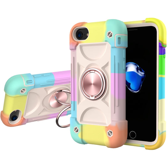 Shockproof Silicone + PC Protective Case with Dual-Ring Holder For iPhone 6/6s/7/8/SE 2022 / SE 2020(Colorful Rose Gold) - iPhone SE 2022 / 2020 / 8 / 7 Cases by buy2fix | Online Shopping UK | buy2fix