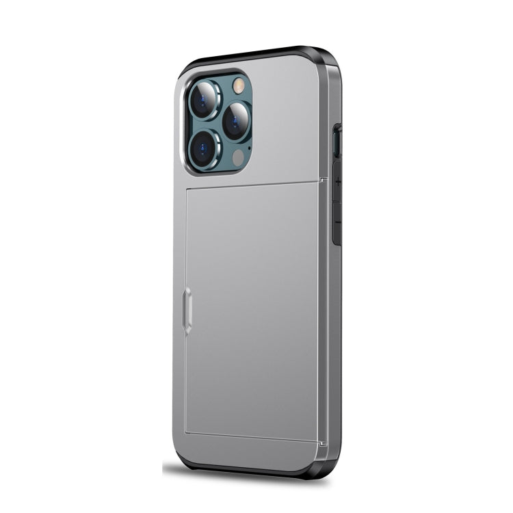 For iPhone 13 Pro Shockproof Armor Protective Case with Slide Card Slot (Grey) - iPhone 13 Pro Cases by buy2fix | Online Shopping UK | buy2fix