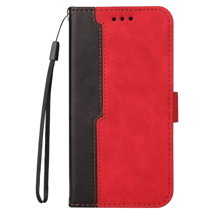 For vivo V21 4G / 5G Business Stitching-Color Horizontal Flip PU Leather Case with Holder & Card Slots & Photo Frame(Red) - vivo Cases by buy2fix | Online Shopping UK | buy2fix