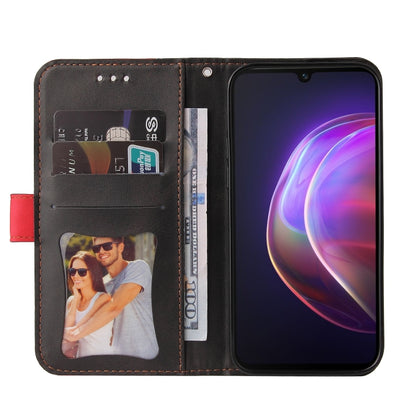 For vivo V21 4G / 5G Business Stitching-Color Horizontal Flip PU Leather Case with Holder & Card Slots & Photo Frame(Red) - vivo Cases by buy2fix | Online Shopping UK | buy2fix