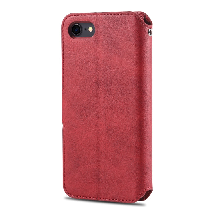 For iPhone 7 / 8 AZNS Calf Texture Magnetic Horizontal Flip PU Leather Case with Holder & Card Slots & Photo Frame(Red) - iPhone SE 2022 / 2020 / 8 / 7 Cases by AZNS | Online Shopping UK | buy2fix