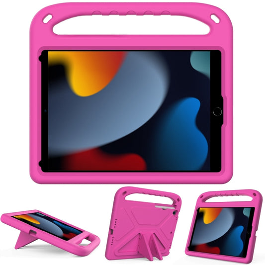 For iPad 10.2 2021 / 2020 / 2019 Handle Portable EVA Shockproof Protective Case with Triangle Holder(Rose Red) - iPad 10.2 Cases by buy2fix | Online Shopping UK | buy2fix