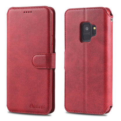 For Galaxy S9 AZNS Calf Texture Magnetic Horizontal Flip PU Leather Case with Holder & Card Slots & Photo Frame(Red) - Galaxy Phone Cases by AZNS | Online Shopping UK | buy2fix