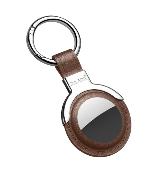 SULADA Leather Protective Cover Case with Switchable Keychain Ring For AirTag(Coffee) - Key Chain Series by SULADA | Online Shopping UK | buy2fix