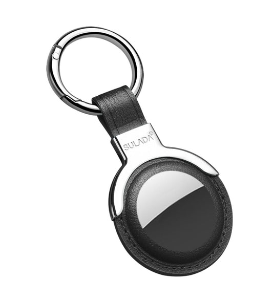 SULADA Leather Protective Cover Case with Switchable Keychain Ring For AirTag(Black) - Key Chain Series by SULADA | Online Shopping UK | buy2fix