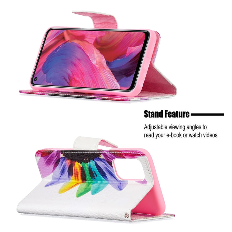 For OPPO A74 / A93 / A54 5G Colored Drawing Pattern Horizontal Flip Leather Case with Holder & Card Slots & Wallet(Sun Flower) - OPPO & vivo Accessories by buy2fix | Online Shopping UK | buy2fix