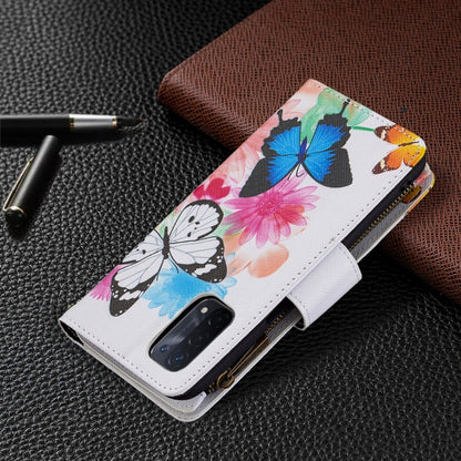 For OPPO A74 5G/A93 5G/A54 5G Colored Drawing Pattern Zipper Horizontal Flip Leather Case with Holder & Card Slots & Wallet(Two Butterflies) - OPPO & vivo Accessories by buy2fix | Online Shopping UK | buy2fix