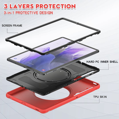 For Samsung Galaxy Tab S8+ / Tab S8 Plus /  Tab S7 FE / Tab S7+/S7 FE 12.4 inch T970 Shockproof TPU + PC Protective Case with 360 Degree Rotation Foldable Handle Grip Holder & Pen Slot(Red) - Galaxy Tab S8+ Cases by buy2fix | Online Shopping UK | buy2fix