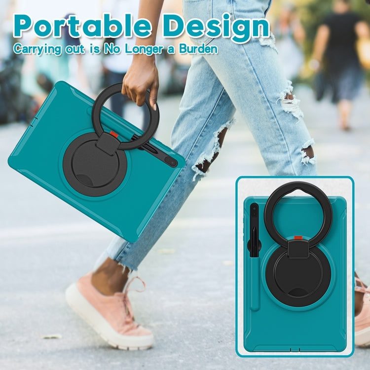 For Samsung Galaxy Tab S8+ / Tab S8 Plus /  Tab S7 FE / Tab S7+/S7 FE 12.4 inch T970 Shockproof TPU + PC Protective Case with 360 Degree Rotation Foldable Handle Grip Holder & Pen Slot(Blue) - Galaxy Tab S8+ Cases by buy2fix | Online Shopping UK | buy2fix