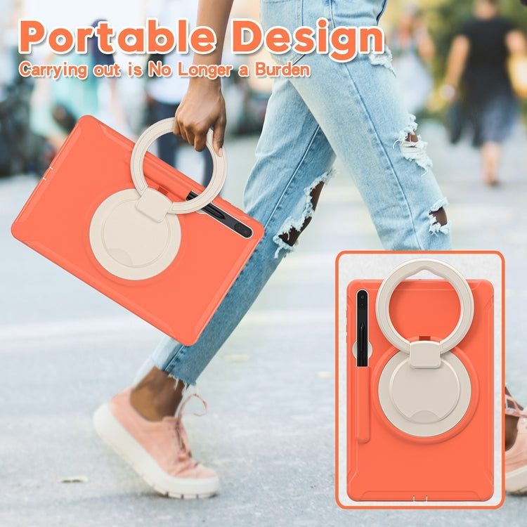For Samsung Galaxy Tab S8+ / Tab S8 Plus /  Tab S7 FE / Tab S7+/S7 FE 12.4 inch T970 Shockproof TPU + PC Protective Case with 360 Degree Rotation Foldable Handle Grip Holder & Pen Slot(Living Coral) - Galaxy Tab S8+ Cases by buy2fix | Online Shopping UK | buy2fix