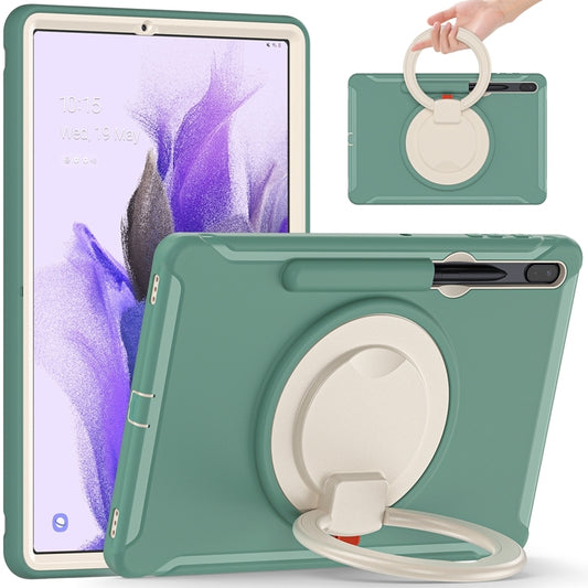 For Samsung Galaxy Tab S8+ / Tab S8 Plus /  Tab S7 FE / Tab S7+/S7 FE 12.4 inch T970 Shockproof TPU + PC Protective Case with 360 Degree Rotation Foldable Handle Grip Holder & Pen Slot(Emmerald Green) - Galaxy Tab S8+ Cases by buy2fix | Online Shopping UK | buy2fix