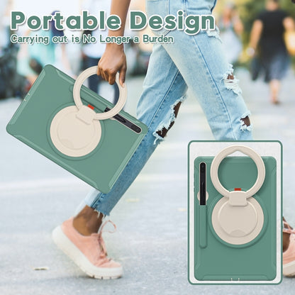For Samsung Galaxy Tab S8+ / Tab S8 Plus /  Tab S7 FE / Tab S7+/S7 FE 12.4 inch T970 Shockproof TPU + PC Protective Case with 360 Degree Rotation Foldable Handle Grip Holder & Pen Slot(Emmerald Green) - Galaxy Tab S8+ Cases by buy2fix | Online Shopping UK | buy2fix