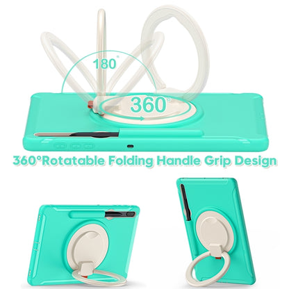 For Samsung Galaxy Tab S8+ / Tab S8 Plus /  Tab S7 FE / Tab S7+/S7 FE 12.4 inch T970 Shockproof TPU + PC Protective Case with 360 Degree Rotation Foldable Handle Grip Holder & Pen Slot(Mint Green) - Galaxy Tab S8+ Cases by buy2fix | Online Shopping UK | buy2fix